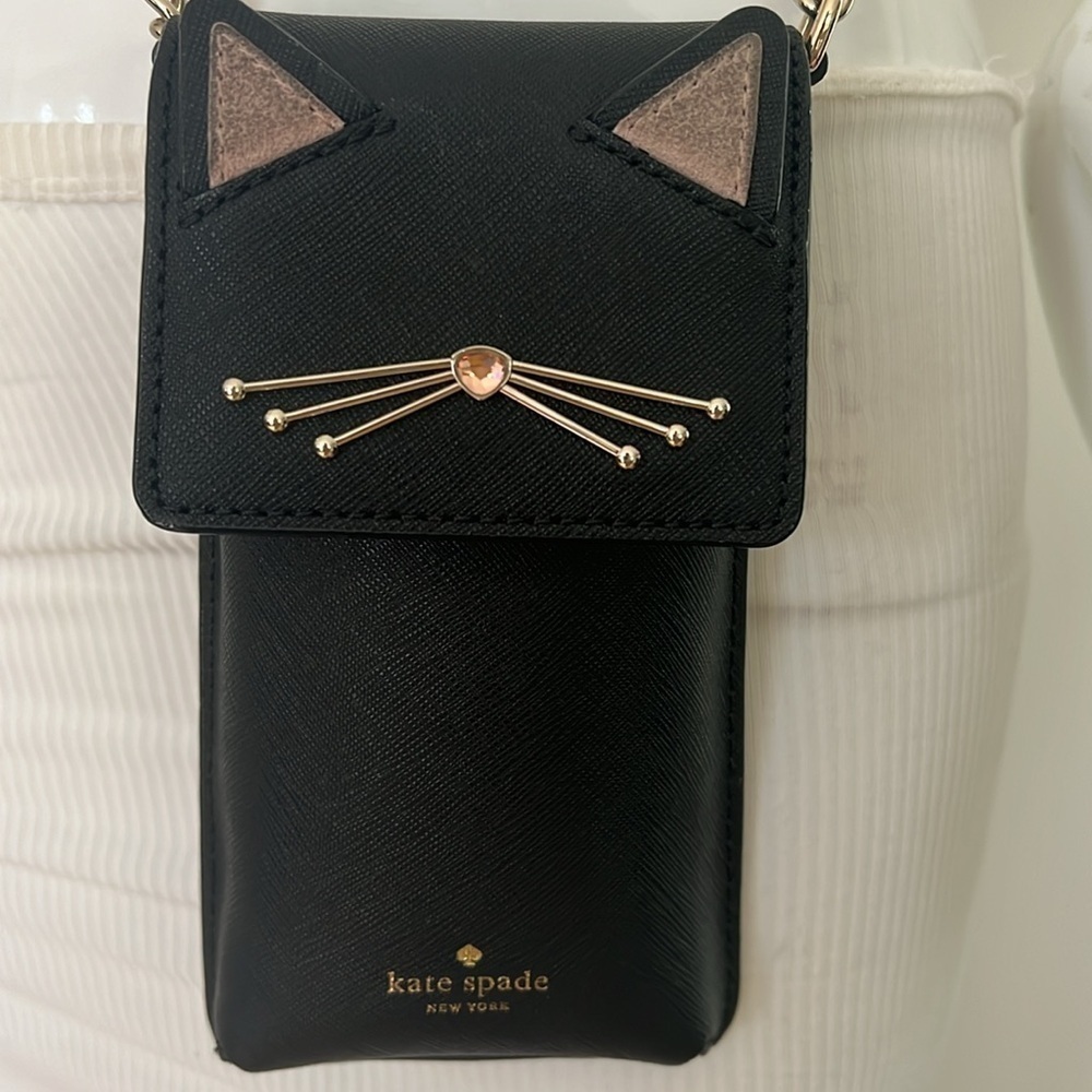 Kate Spade Cat Limited Edition Leather Crossbody Bag Phone Case Fits an IPhone - Picture 2 of 12